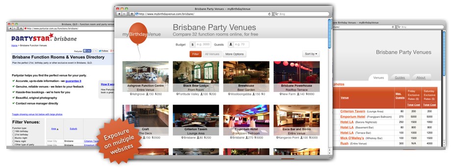 Partystar and myBirthdayvenue websites