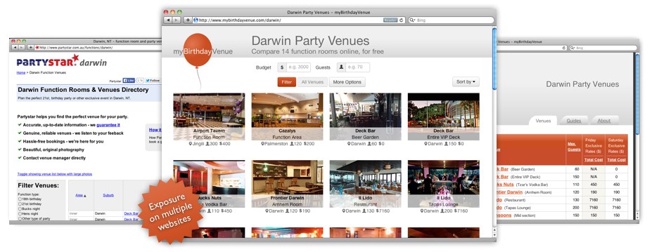 Partystar and myBirthdayvenue websites