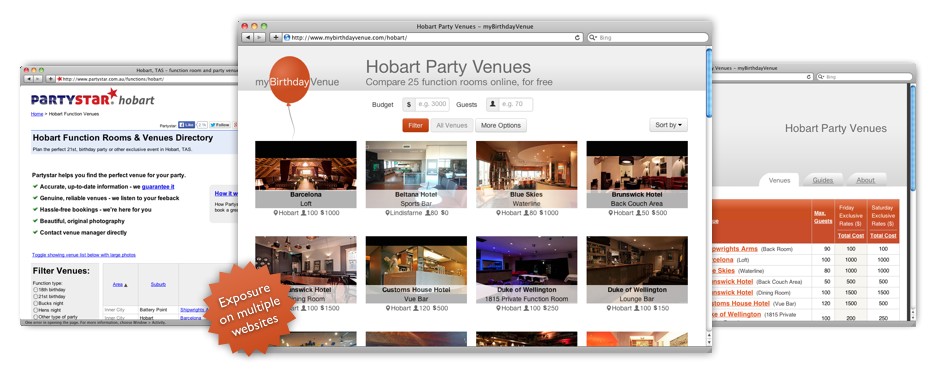 Partystar and myBirthdayvenue websites